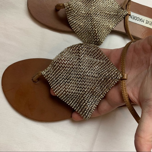 steve madden jeweled tan sandals - Picture 2 of 5